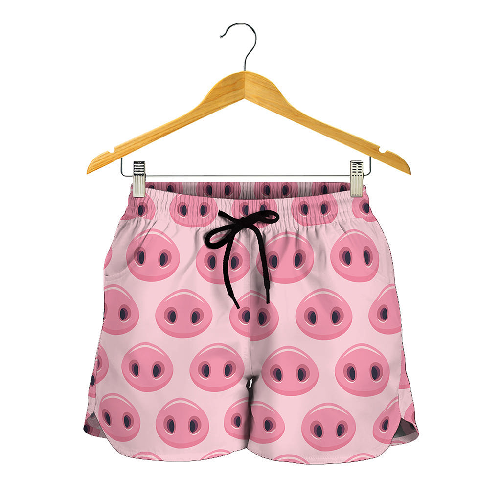 Pink Pig Nose Pattern Print Women's Shorts