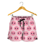Pink Pig Nose Pattern Print Women's Shorts