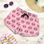 Pink Pig Nose Pattern Print Women's Shorts