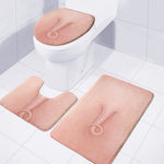 Pink Pig Tail Print 3 Piece Bath Mat Set