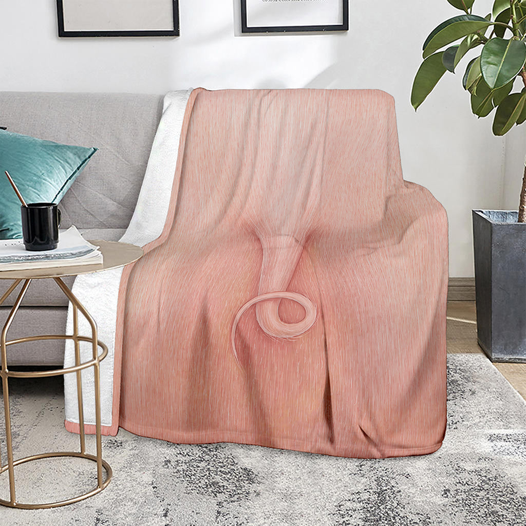 Pink Pig Tail Print Blanket