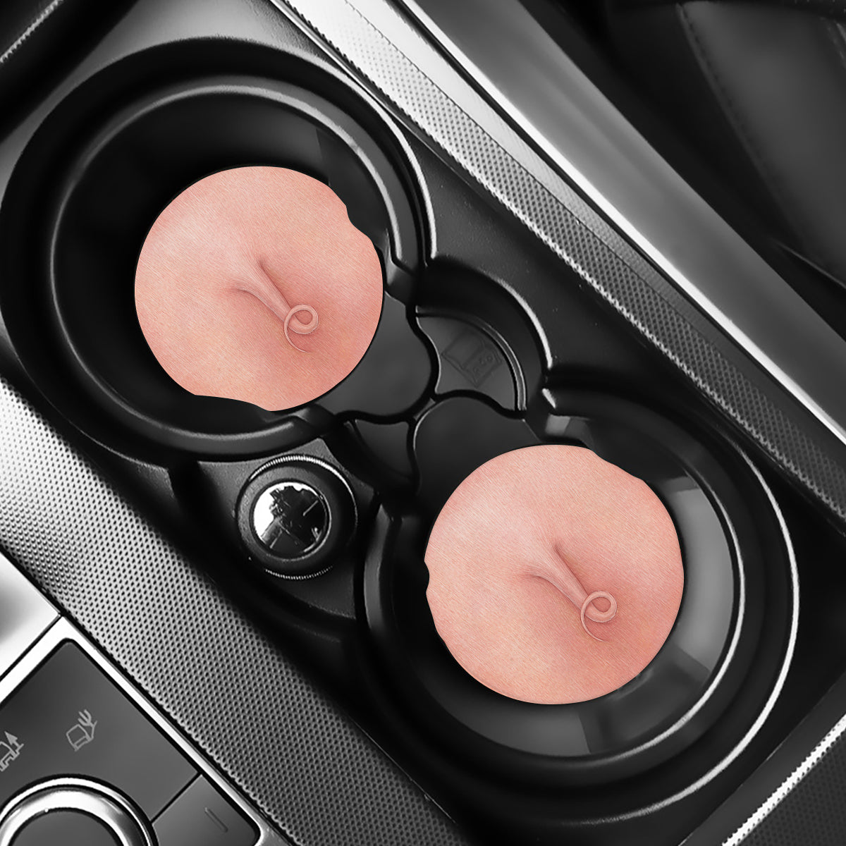 Pink Pig Tail Print Car Coasters