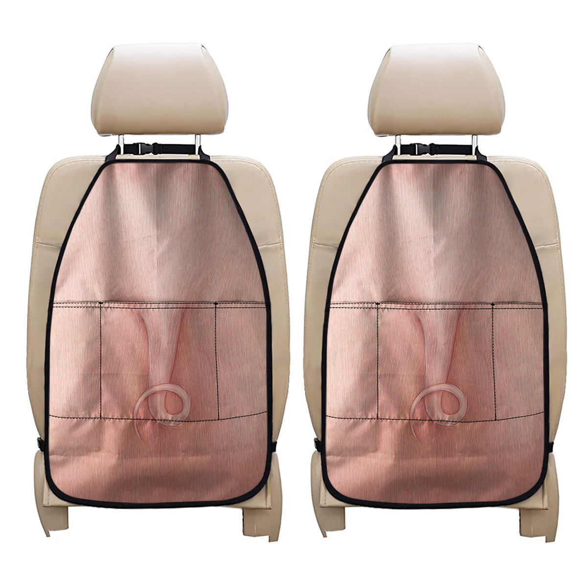Pink Pig Tail Print Car Seat Organizers