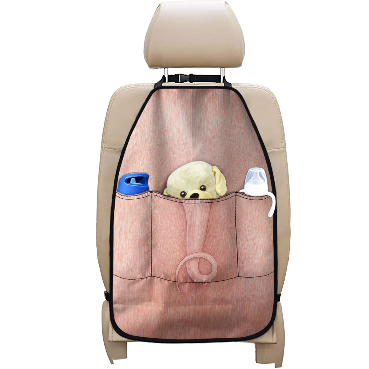 Pink Pig Tail Print Car Seat Organizers