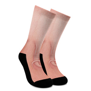 Pink Pig Tail Print Crew Socks