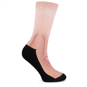 Pink Pig Tail Print Crew Socks