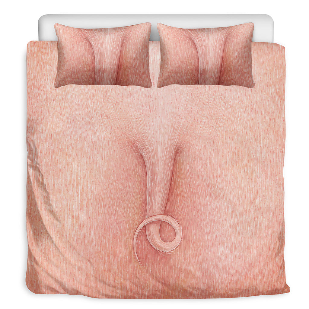 Pink Pig Tail Print Duvet Cover Bedding Set