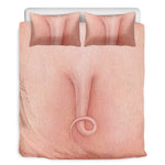Pink Pig Tail Print Duvet Cover Bedding Set