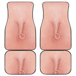 Pink Pig Tail Print Front and Back Car Floor Mats