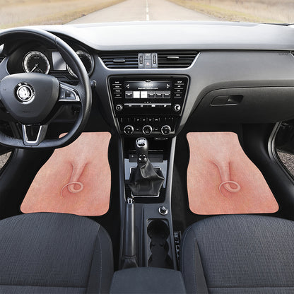 Pink Pig Tail Print Front and Back Car Floor Mats