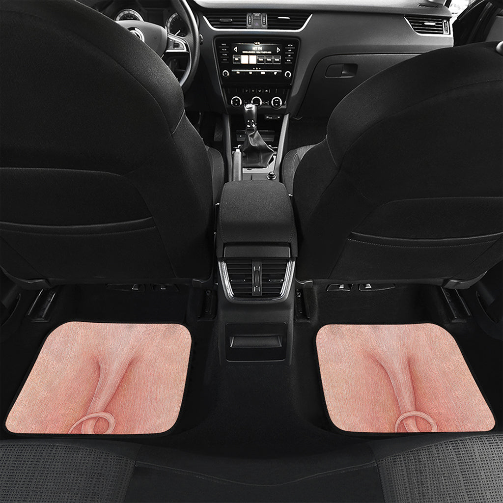 Pink Pig Tail Print Front and Back Car Floor Mats