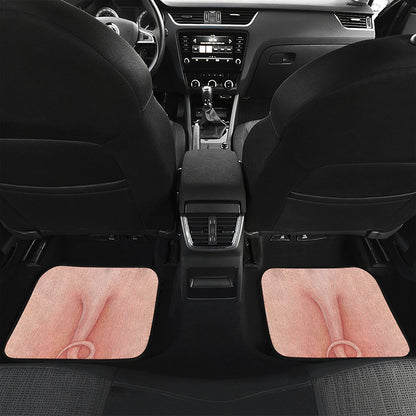 Pink Pig Tail Print Front and Back Car Floor Mats