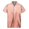 Pink Pig Tail Print Men's Short Sleeve Shirt