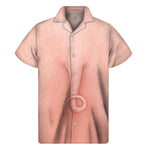 Pink Pig Tail Print Men's Short Sleeve Shirt