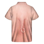Pink Pig Tail Print Men's Short Sleeve Shirt