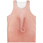 Pink Pig Tail Print Men's Tank Top