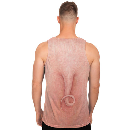 Pink Pig Tail Print Men's Tank Top