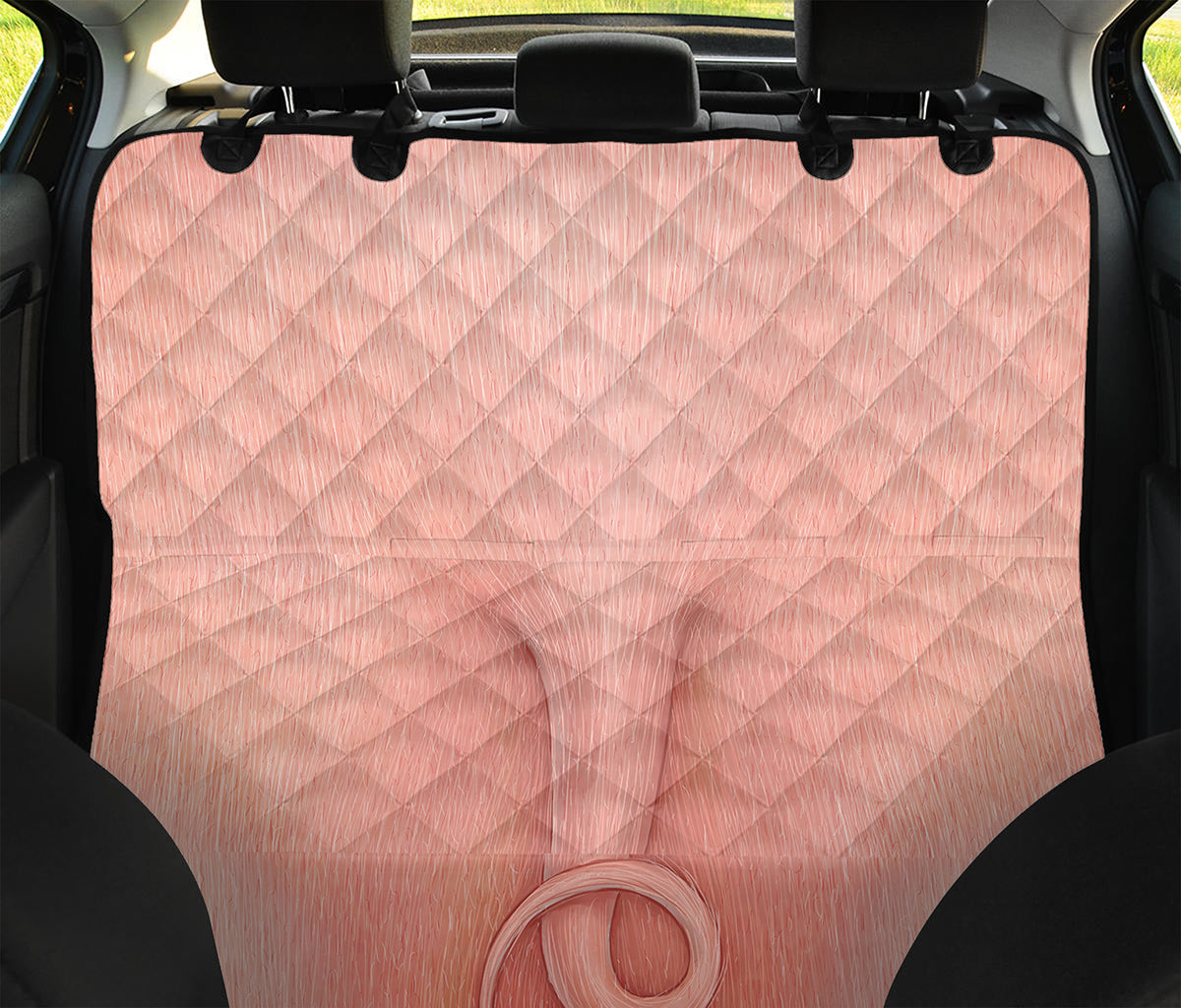 Pink Pig Tail Print Pet Car Back Seat Cover