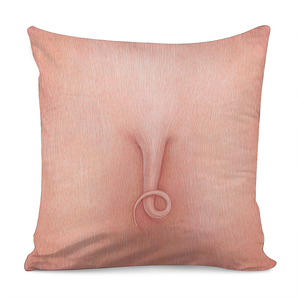Pink Pig Tail Print Pillow Cover