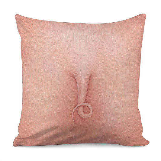 Pink Pig Tail Print Pillow Cover