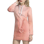 Pink Pig Tail Print Pullover Hoodie Dress