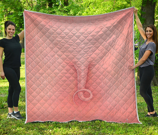 Pink Pig Tail Print Quilt