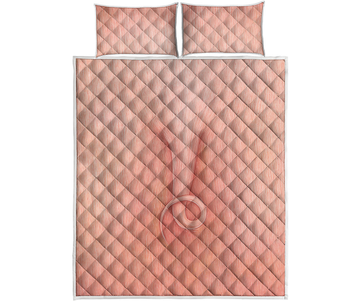 Pink Pig Tail Print Quilt Bed Set