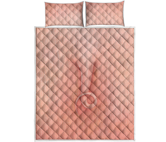 Pink Pig Tail Print Quilt Bed Set