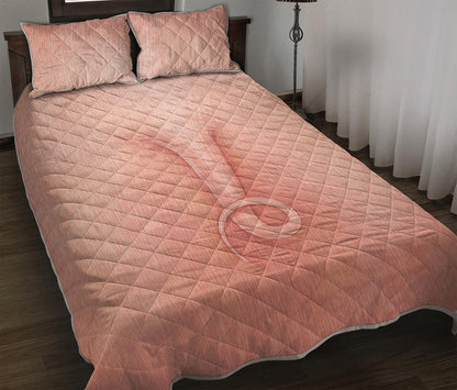 Pink Pig Tail Print Quilt Bed Set