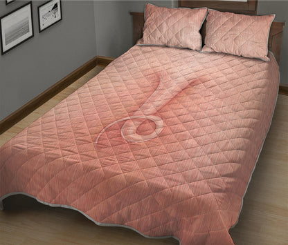 Pink Pig Tail Print Quilt Bed Set