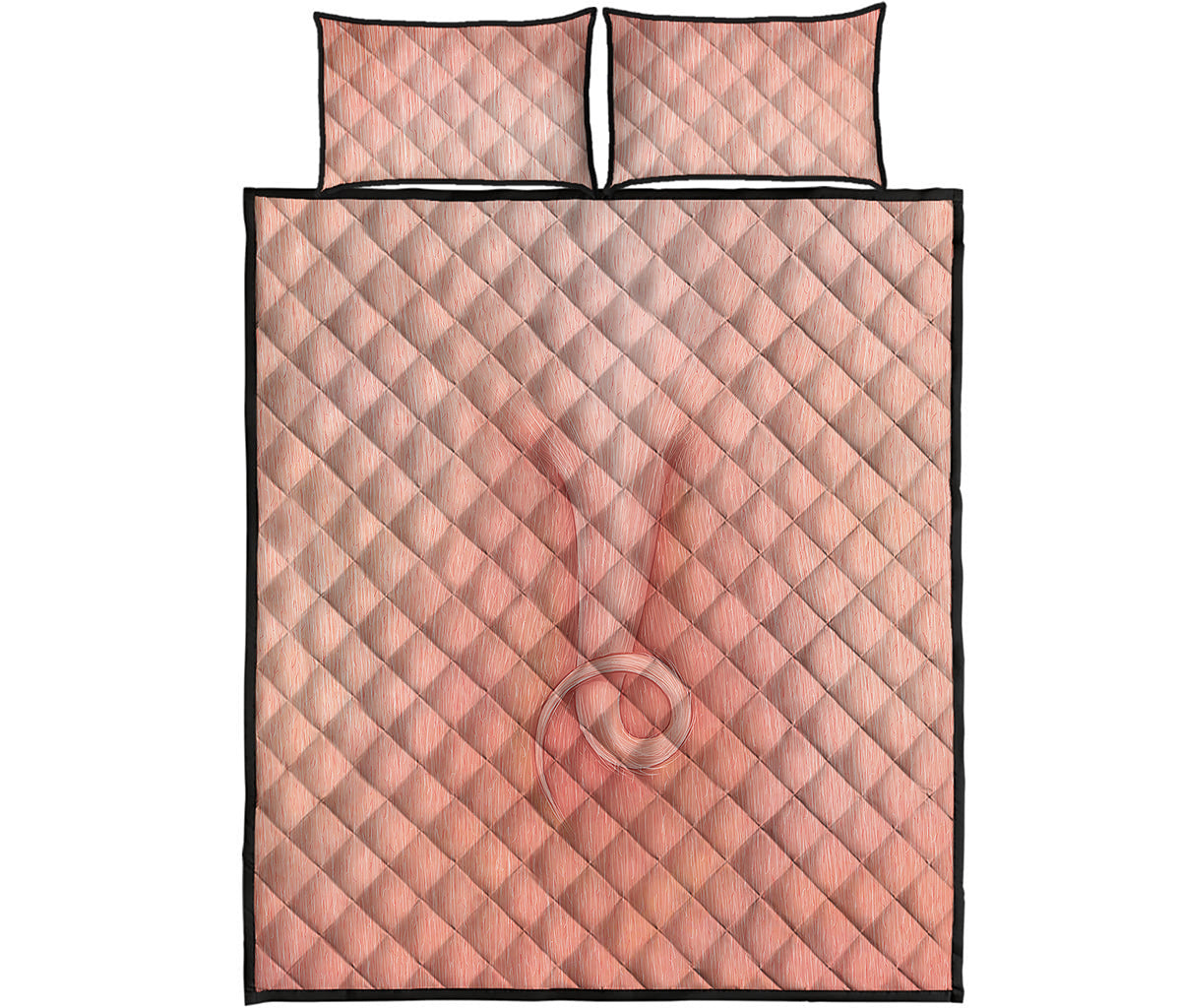 Pink Pig Tail Print Quilt Bed Set