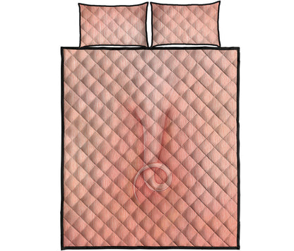 Pink Pig Tail Print Quilt Bed Set