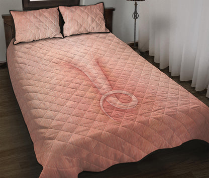 Pink Pig Tail Print Quilt Bed Set