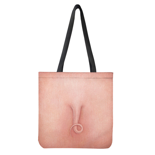 Pink Pig Tail Print Tote Bag