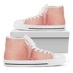 Pink Pig Tail Print White High Top Shoes