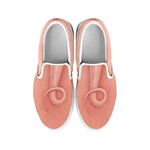 Pink Pig Tail Print White Slip On Shoes