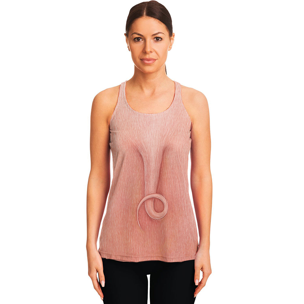 Pink Pig Tail Print Women's Racerback Tank Top