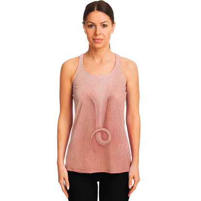 Pink Pig Tail Print Women's Racerback Tank Top