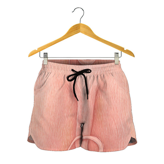 Pink Pig Tail Print Women's Shorts