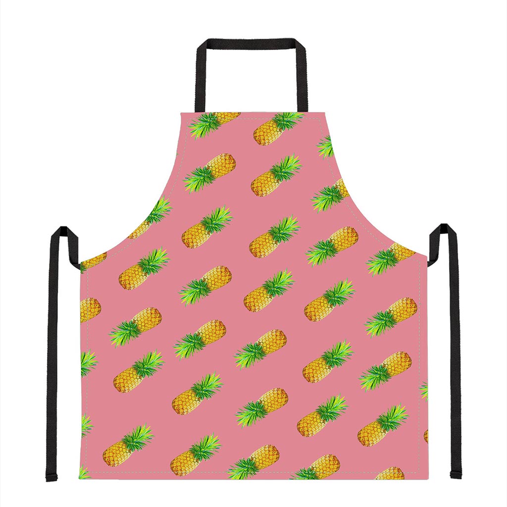 Pink Pineapple Pattern Print Apron