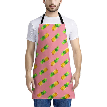 Pink Pineapple Pattern Print Apron