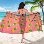 Pink Pineapple Pattern Print Beach Sarong Wrap
