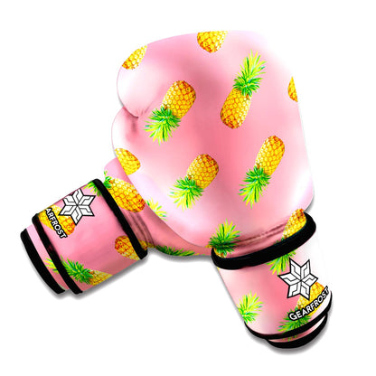 Pink Pineapple Pattern Print Boxing Gloves