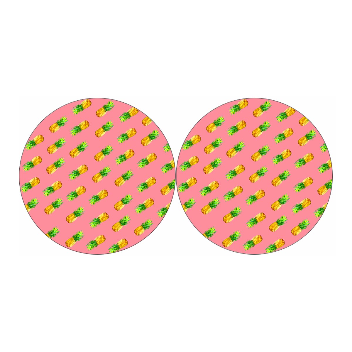 Pink Pineapple Pattern Print Car Coasters