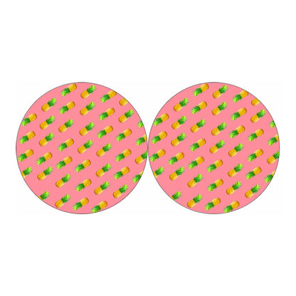 Pink Pineapple Pattern Print Car Coasters