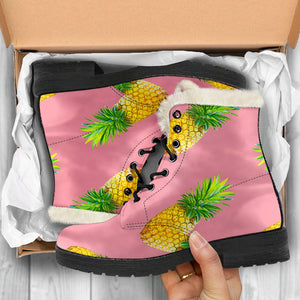 Pink Pineapple Pattern Print Comfy Boots GearFrost