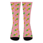 Pink Pineapple Pattern Print Crew Socks