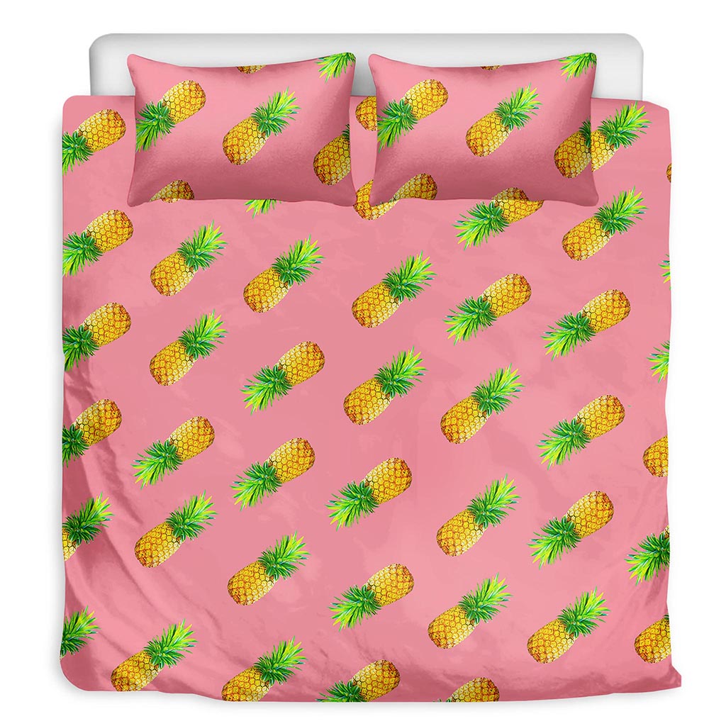 Pink Pineapple Pattern Print Duvet Cover Bedding Set
