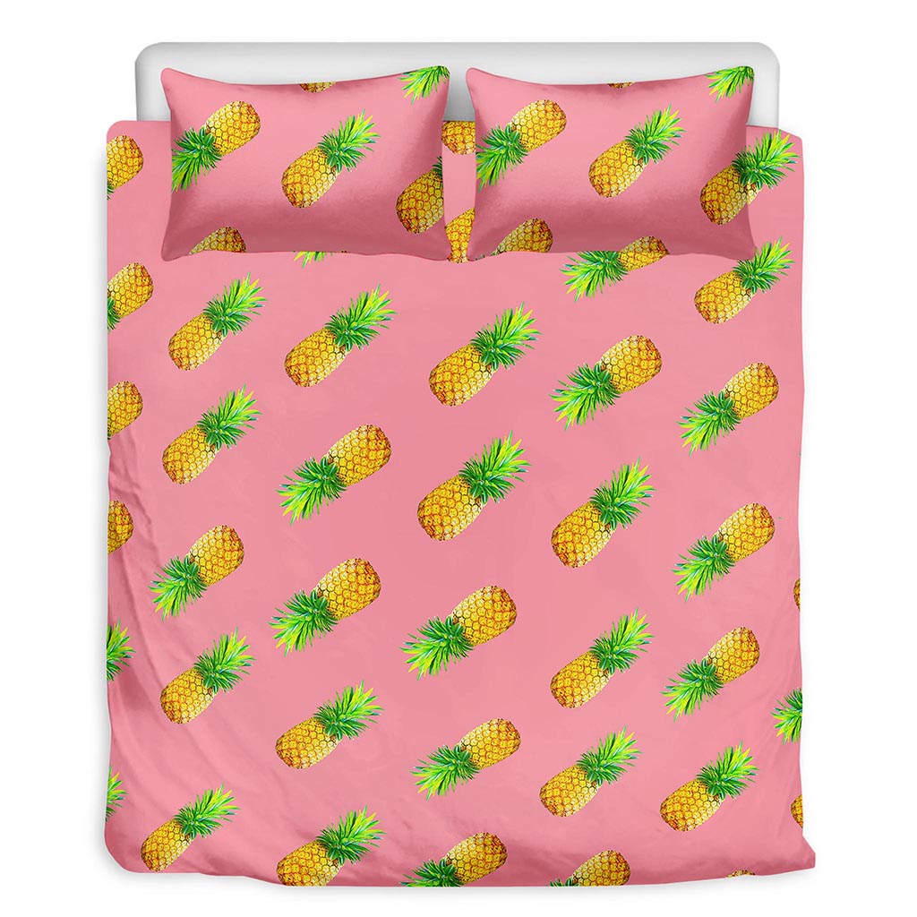 Pink Pineapple Pattern Print Duvet Cover Bedding Set