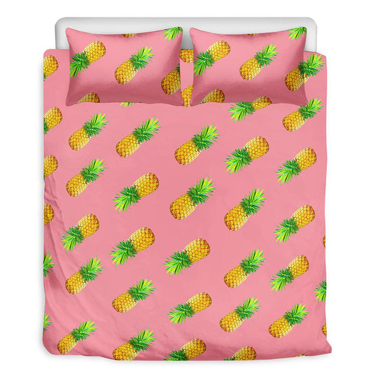 Pink Pineapple Pattern Print Duvet Cover Bedding Set